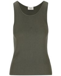 Saint Laurent - Cassandre Geribbelde Katoenen Jersey Tanktop - Lyst