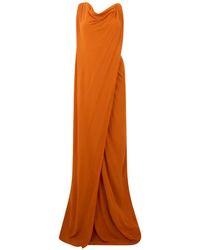 Alberta Ferretti - Draped Heart-Neck Maxi Dress - Lyst