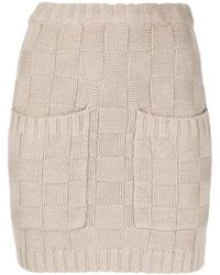 STAUD - Check-pattern Knitted Skirt - Lyst