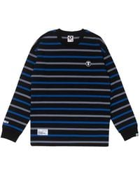 Aape By A Bathing Ape - Moonface Patch Striped Long-Sleeve T-Shirt - Lyst