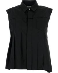 Sacai - Pleated Asymmetric Shirt - Lyst