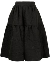 B+ AB Embossed Floral-print Midi Skirt - Black
