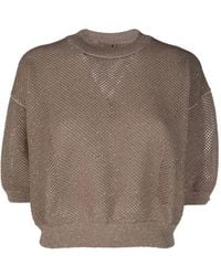 Peserico - Crew-Neck Embellished Sweater - Lyst