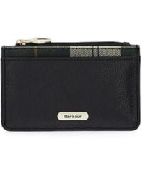 Barbour - Alder Tartan-Panel Leather Wallet - Lyst
