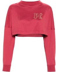 Palm Angels - Monogram-Embroidered Cropped T-Shirt - Lyst