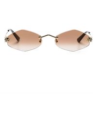Cartier - Tiger Head-Plaque Geometric-Frame Sunglasses - Lyst