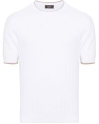 Peserico - Geribbeld Katoenen T-shirt - Lyst