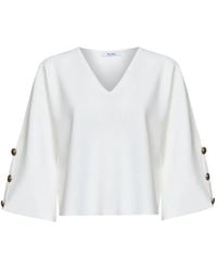 Max Mara - Button-Detail V-Neck Blouse - Lyst