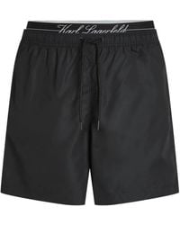 KARL LAGERFELD - Double-Waistband Swim Shorts - Lyst