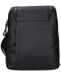 Piquadro - Logo-Plaque Leather Messenger Bag - Lyst