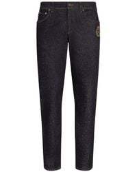 Dolce & Gabbana - Slim-Fit Stretch Cotton Jeans With Patch - Lyst