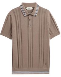 Pringle of Scotland - Textured-Knit Striped-Trim Polo Shirt - Lyst