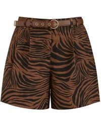 Max Mara - Short Ceinturé À Imprimé Zébré - Lyst