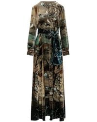 Pierre Louis Mascia - Kanpur Landscape-Print Belted Maxi Dress - Lyst