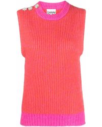 Ganni - Embellished Wool-Blend Vest - Lyst