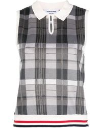 Thom Browne - Check-pattern Sleeveless Shirt - Lyst