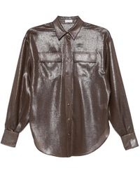 Brunello Cucinelli - Camicia Con Effetto Metallizzato - Lyst