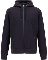Herno - Geribbelde Hoodie Met Vlakken En Rits - Lyst