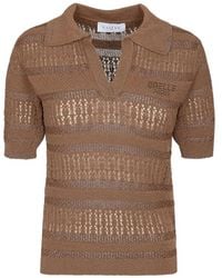Gaelle Paris - Logo-Embroidered Open-Knit T-Shirt - Lyst
