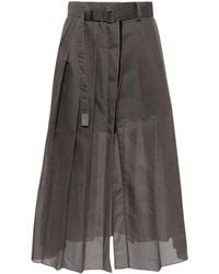 Sacai - Belted Pleated Midi Skirt - Lyst