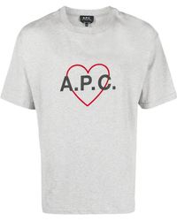 A.P.C. - T-Shirt Met Hart Logo - Lyst