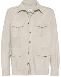 Brunello Cucinelli - Leather Shirt Jacket - Lyst