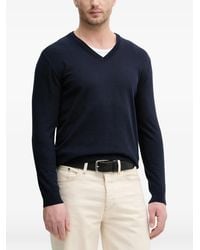 Benetton - Pull À Col V À Finitions Côtelées - Lyst