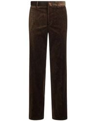 Etro - Straight-Leg Cotton Velvet Trousers With Arnica Motif - Lyst