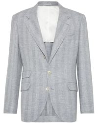 Brunello Cucinelli - Herringbone-Pattern Single-Breasted Blazer - Lyst
