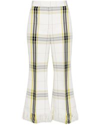 MSGM - Plaid Cropped Flared Trousers - Lyst