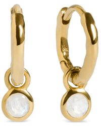 Monica Vinader - Moonstone-Pendant Hammered Hoop Earrings - Lyst