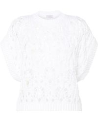 Brunello Cucinelli - Short-sleeve Knitted Top - Lyst