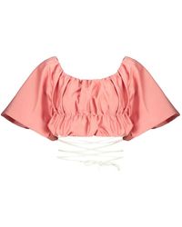 Ellery - Balloon-Sleeve Cropped Top - Lyst