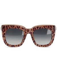 Stella McCartney - Leopard-Print Square-Frame Sunglasses - Lyst