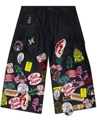 Kidsuper - Patch-Detail Raw-Denim Shorts - Lyst