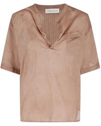 Roberto Collina - Striped V-Neck Blouse - Lyst