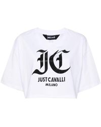 Just Cavalli - T-shirt con decorazione cristalli - Lyst