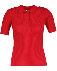 Courreges - Polo En Maille Nervurée À Manches Courtes - Lyst