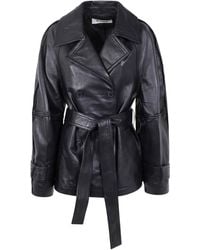 Rohe - Belted Double-Breasted Leather Jacket - Lyst