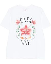 CASABLANCA - T-Shirt mit Orchideen-Print - Lyst