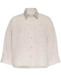 Brunello Cucinelli - Besticktes Hemd mit kurzen Ärmeln - Lyst