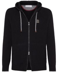 Brunello Cucinelli - Ribbed-Knit Cashmere Zip-Up Hoodie - Lyst