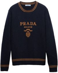 Prada - Pullover Mit Logo-Intarsie - Lyst