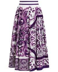 Dolce & Gabbana - Gonna A Pieghe Stampa Maiolica - Lyst