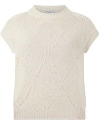Peserico - Trui Met Diamantpatroon En Korte Mouwen - Lyst