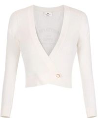 Elisabetta Franchi - V-Neck Button Cropped Cardigan - Lyst