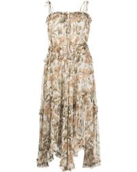 Zimmermann - Gestuftes Kleid mit Blumen-Print - Lyst