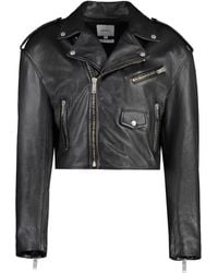 Halfboy - Cropped Biker Leather Jacket - Lyst
