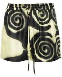 Nanushka - Amil Spiral-print Silk Shorts - Lyst
