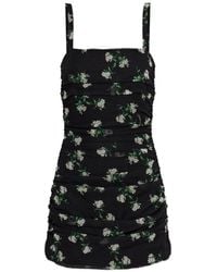 Dolce & Gabbana - Dolce & Gabbana Floral Print Ruffle Dress - Lyst